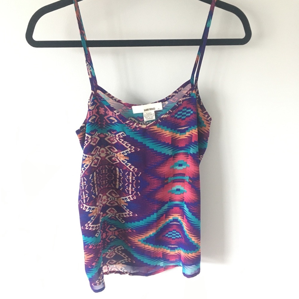 Sans souci printed sheer with lining tank top